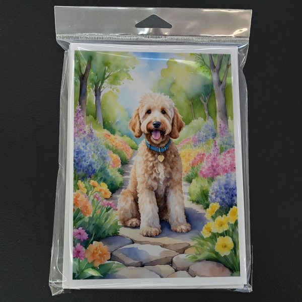 Goldendoodle Spring Path Greeting Cards Pack of 8 For Cheap - Image 3