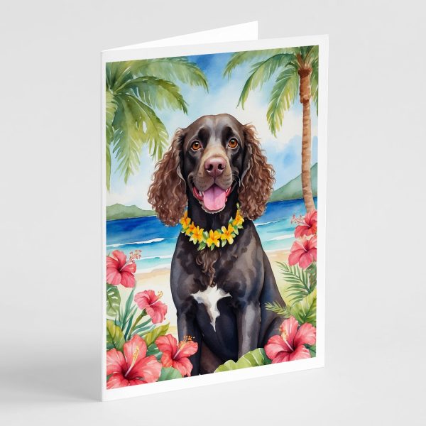 American Water Spaniel Luau Greeting Cards Pack of 8 Online