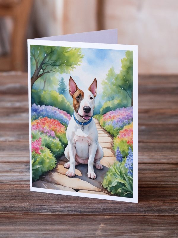 English Bull Terrier Spring Path Greeting Cards Pack of 8 For Sale - Image 2