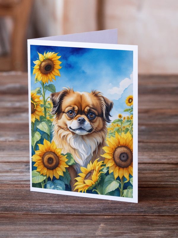 Tibetan Spaniel in Sunflowers Greeting Cards Pack of 8 Online - Image 2