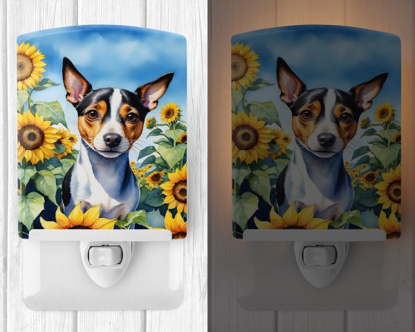 Rat Terrier in Sunflowers Ceramic Night Light Online Sale - Image 2