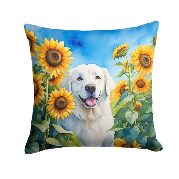Kuvasz in Sunflowers Throw Pillow Online Hot Sale