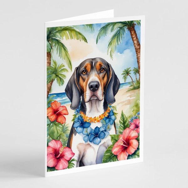 American English Coonhound Luau Greeting Cards Pack of 8 Hot on Sale