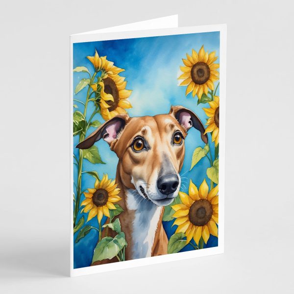 Greyhound in Sunflowers Greeting Cards Pack of 8 For Discount