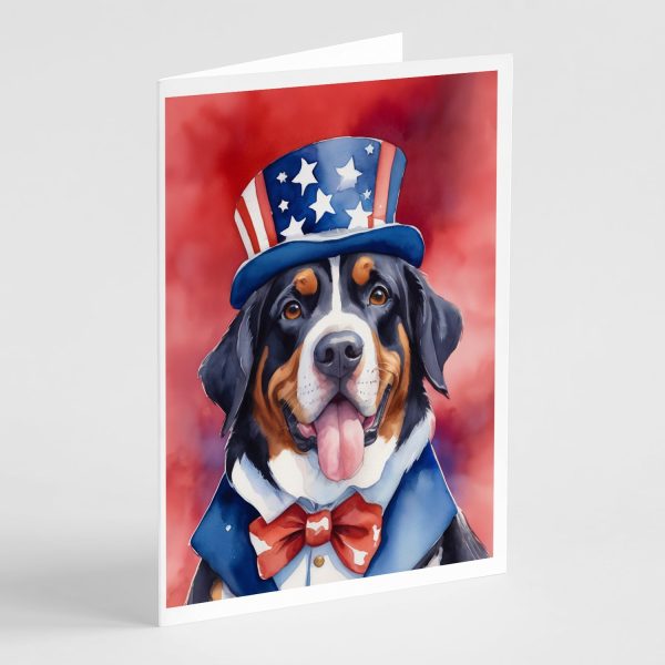 Greater Swiss Mountain Dog Patriotic American Greeting Cards Pack of 8 Online Hot Sale