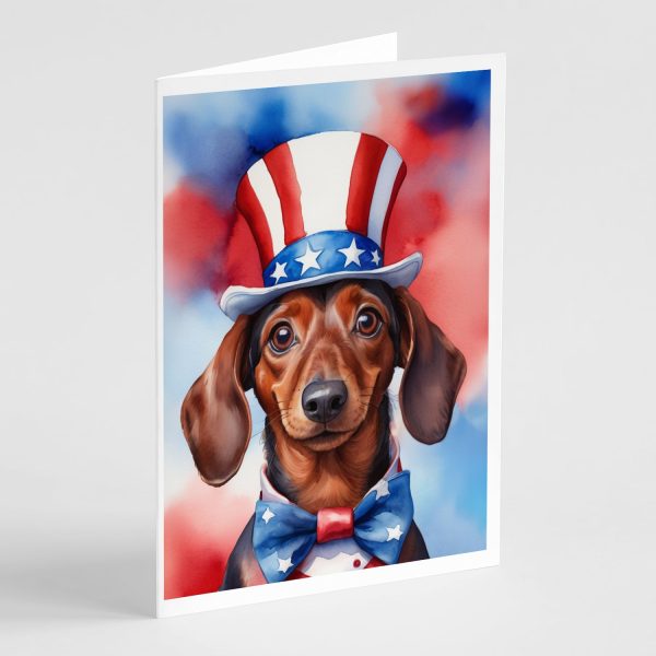 Dachshund Patriotic American Greeting Cards Pack of 8 on Sale