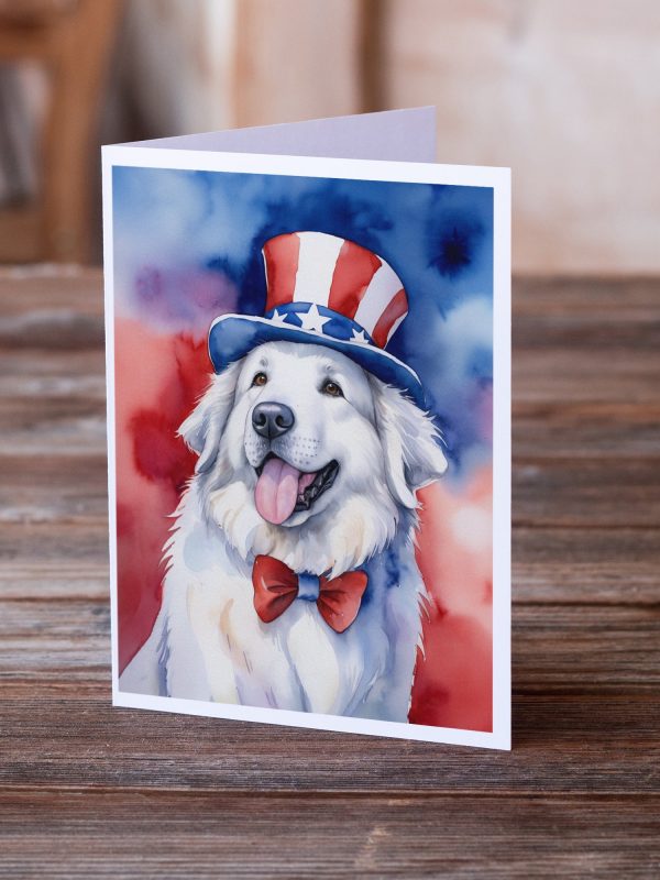 Great Pyrenees Patriotic American Greeting Cards Pack of 8 Sale - Image 2