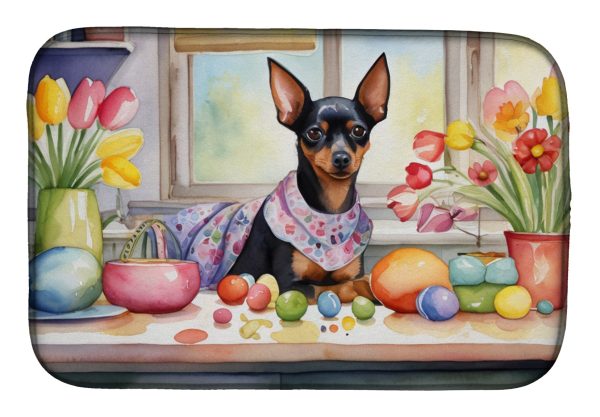 Decorating Easter Miniature Pinscher Dish Drying Mat Cheap