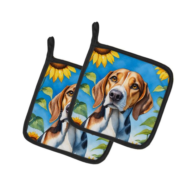 American Foxhound in Sunflowers Pair of Pot Holders Online Hot Sale