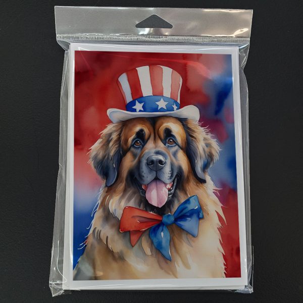 Leonberger Patriotic American Greeting Cards Pack of 8 Sale - Image 3