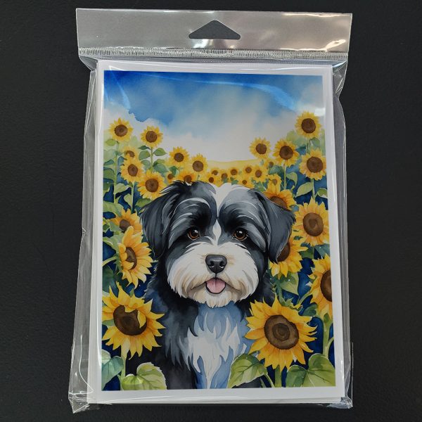 Havanese in Sunflowers Greeting Cards Pack of 8 For Cheap - Image 3