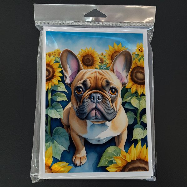 French Bulldog in Sunflowers Greeting Cards Pack of 8 Fashion - Image 3