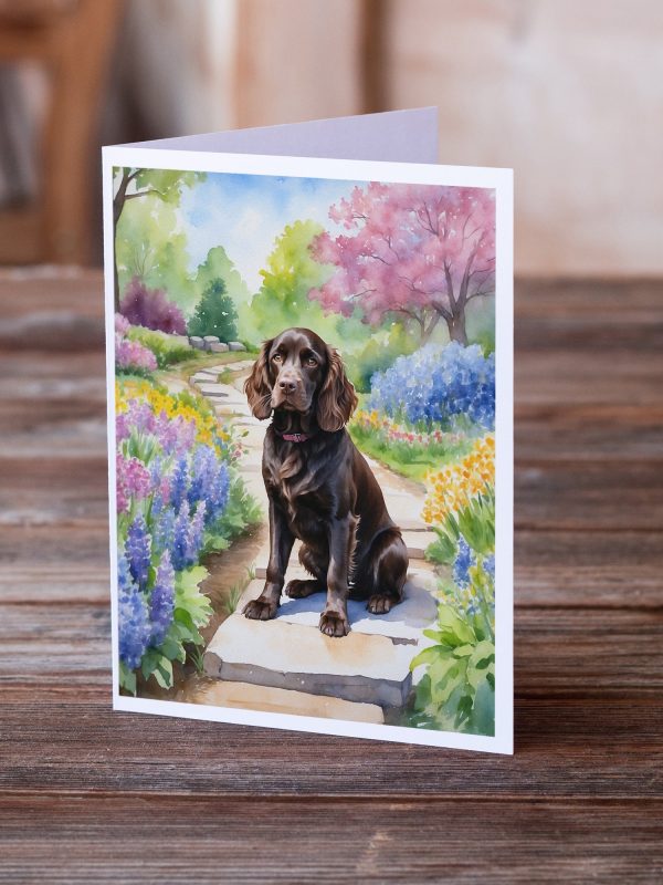 Boykin Spaniel Spring Path Greeting Cards Pack of 8 Discount - Image 2