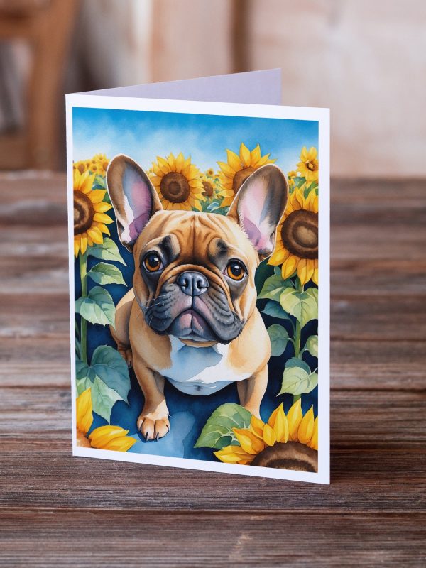 French Bulldog in Sunflowers Greeting Cards Pack of 8 Fashion - Image 2