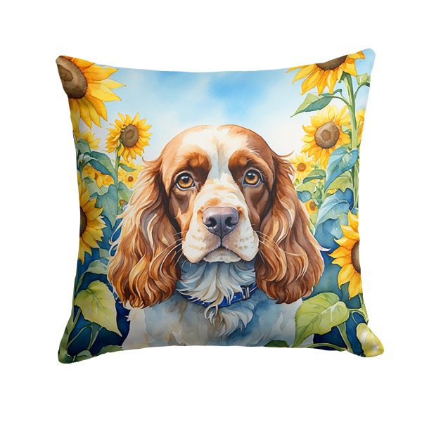Cocker Spaniel in Sunflowers Throw Pillow For Cheap