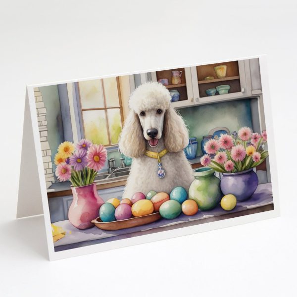 Decorating Easter White Poodle Greeting Cards Pack of 8 Sale