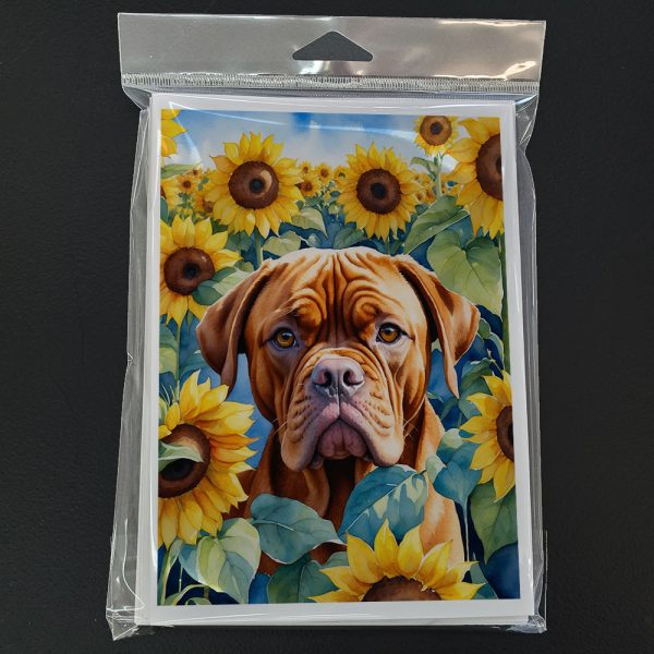 Dogue de Bordeaux in Sunflowers Greeting Cards Pack of 8 Hot on Sale - Image 3