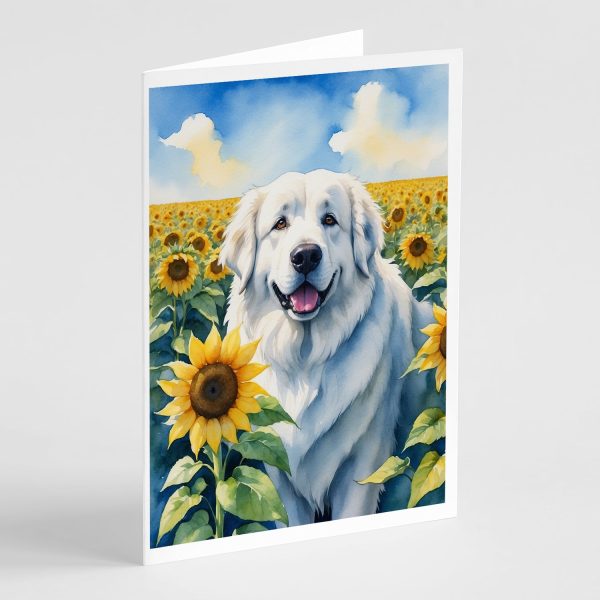 Great Pyrenees in Sunflowers Greeting Cards Pack of 8 Supply