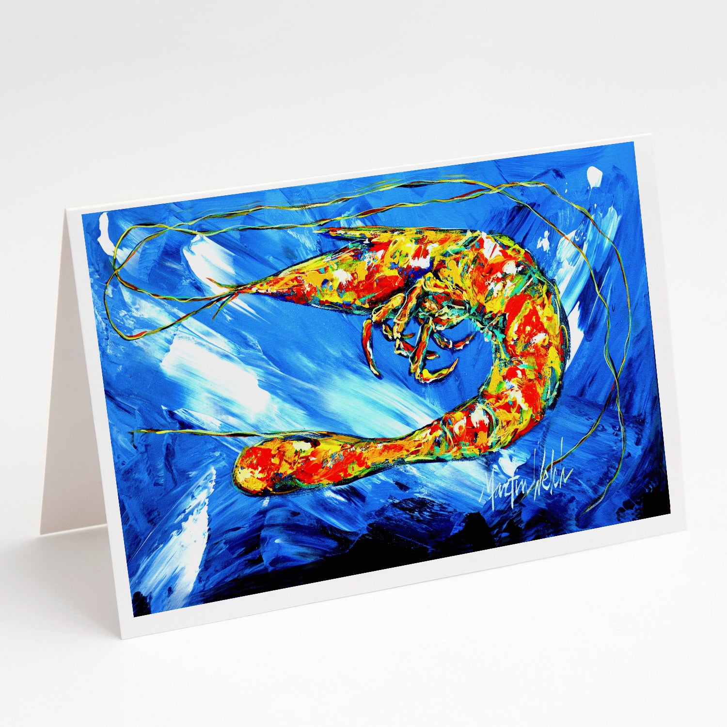 Ice Blue Shrimp Greeting Cards Pack of 8 Supply