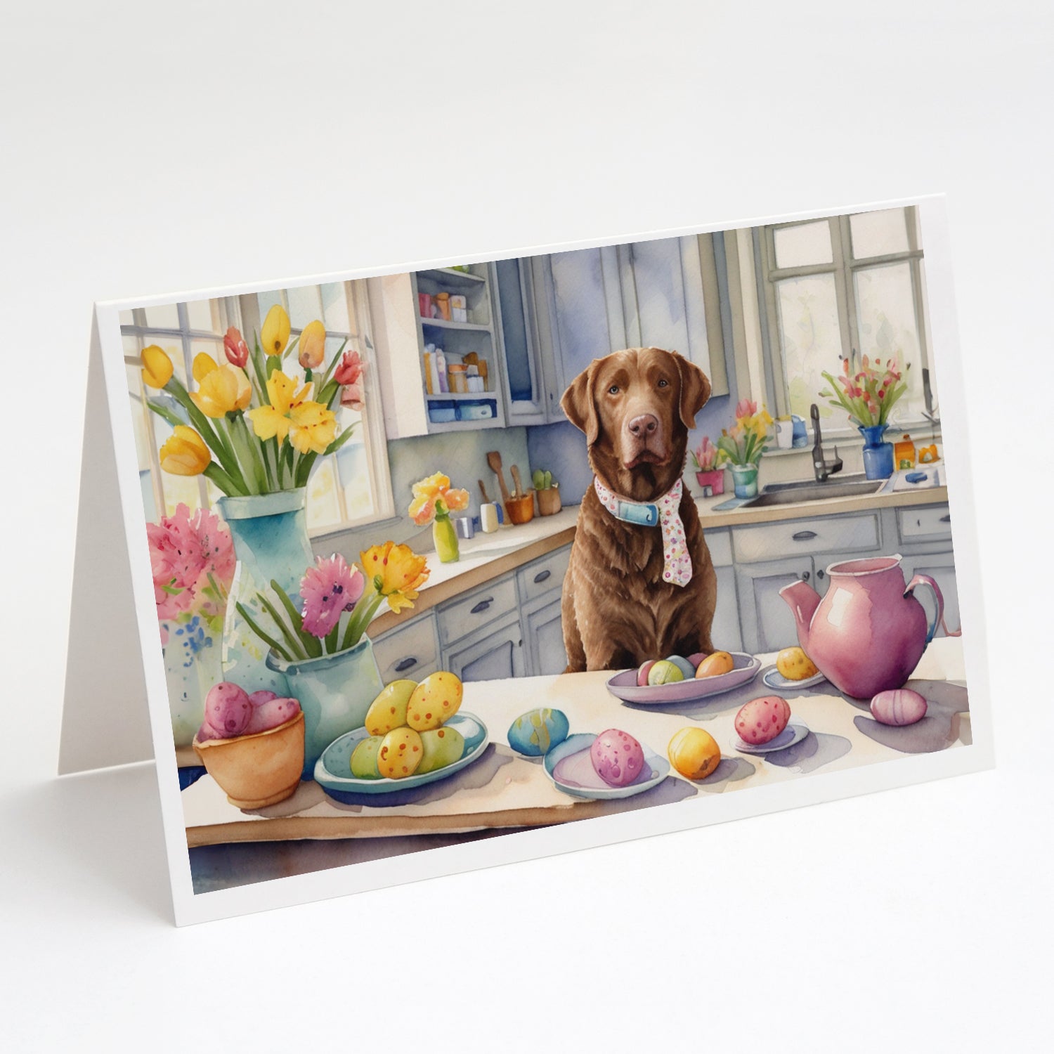 Decorating Easter Chesapeake Bay Retriever Greeting Cards Pack of 8 For Cheap