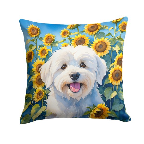 Coton de Tulear in Sunflowers Throw Pillow Fashion