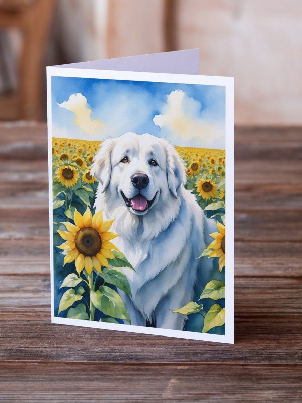 Great Pyrenees in Sunflowers Greeting Cards Pack of 8 Supply - Image 2