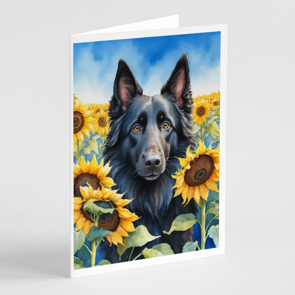 Belgian Sheepdog in Sunflowers Greeting Cards Pack of 8 Online Sale