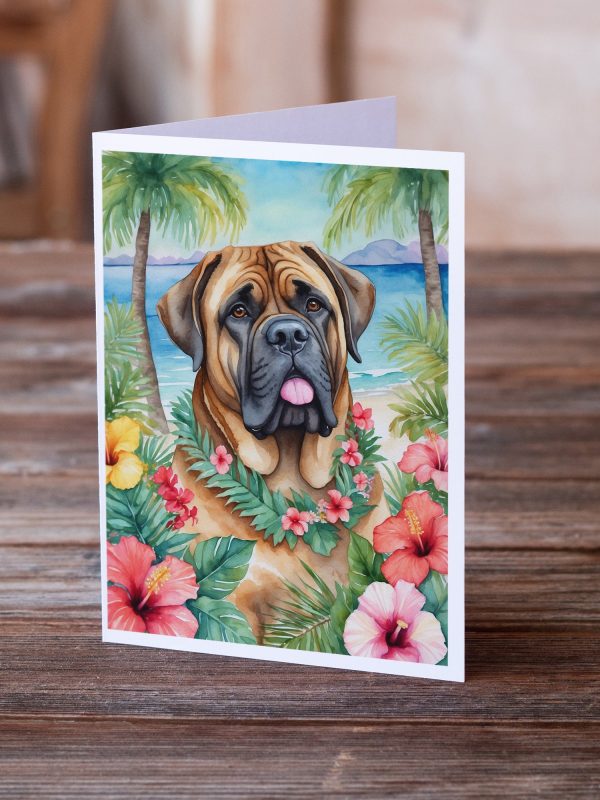 Mastiff Luau Greeting Cards Pack of 8 Online - Image 3