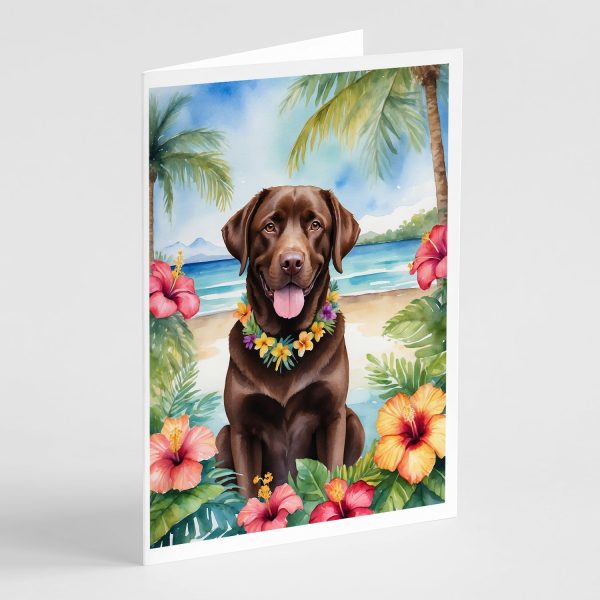 Chocolate Labrador Retriever Luau Greeting Cards Pack of 8 Online now