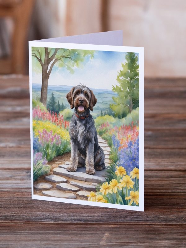 Wirehaired Pointing Griffon Spring Path Greeting Cards Pack of 8 Online now - Image 2