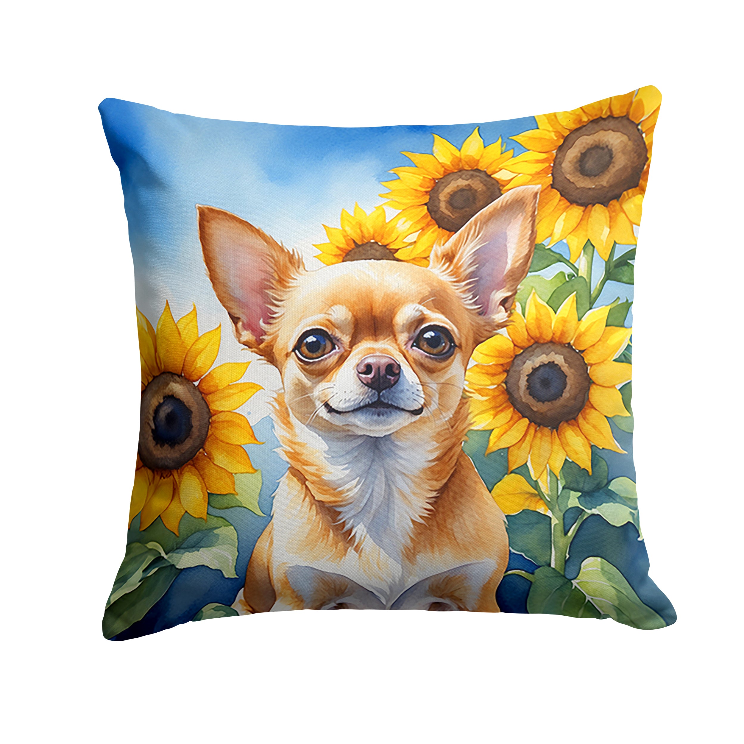 Chihuahua in Sunflowers Throw Pillow Fashion