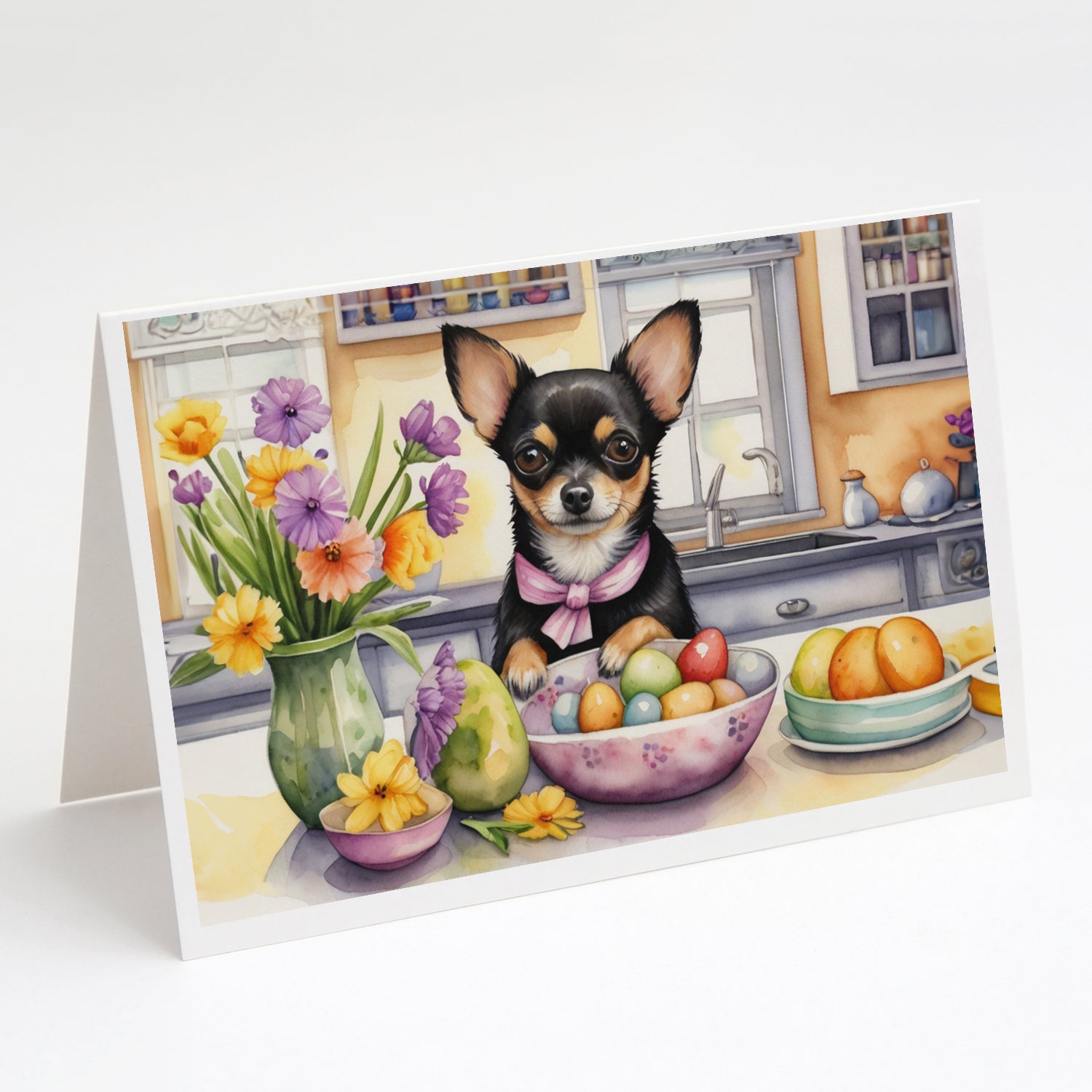 Decorating Easter Chihuahua Greeting Cards Pack of 8 Fashion