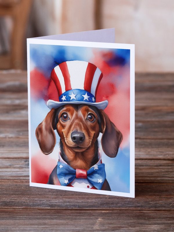 Dachshund Patriotic American Greeting Cards Pack of 8 on Sale - Image 2