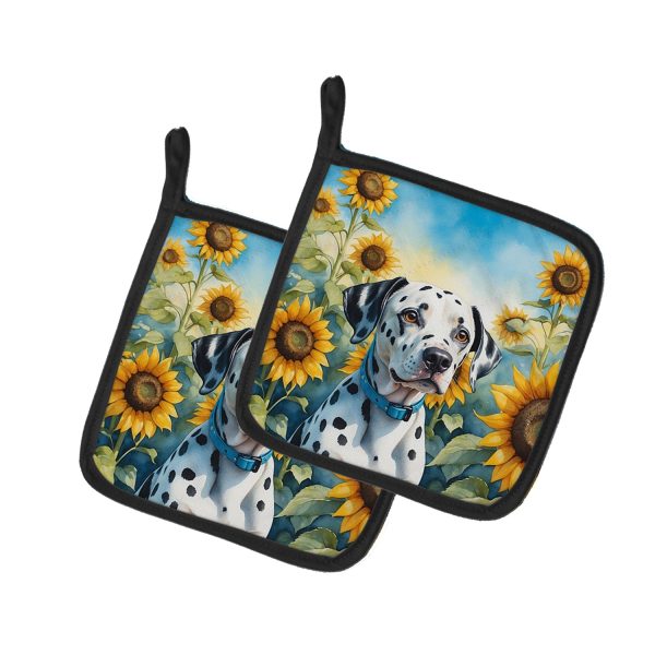 Dalmatian in Sunflowers Pair of Pot Holders Sale