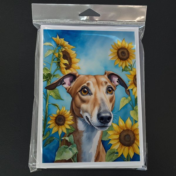 Greyhound in Sunflowers Greeting Cards Pack of 8 For Discount - Image 3