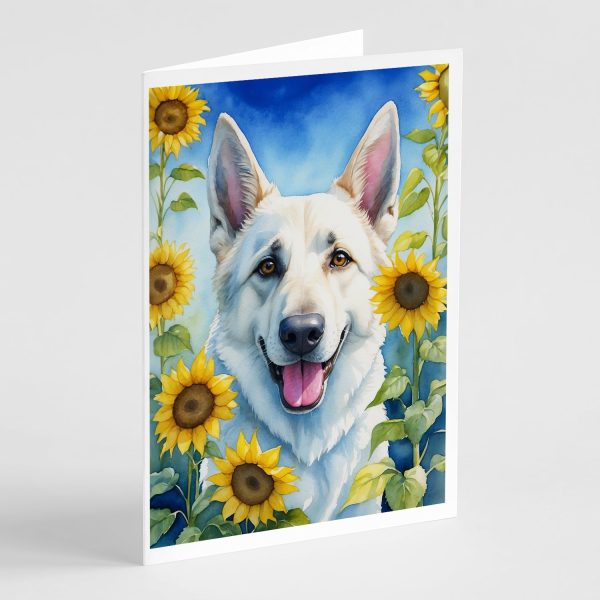 White German Shepherd in Sunflowers Greeting Cards Pack of 8 Online