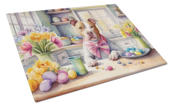 Decorating Easter Pit Bull Terrier Glass Cutting Board Online Sale