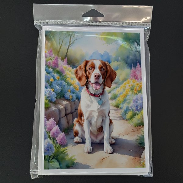 Brittany Spaniel Spring Path Greeting Cards Pack of 8 Fashion - Image 3