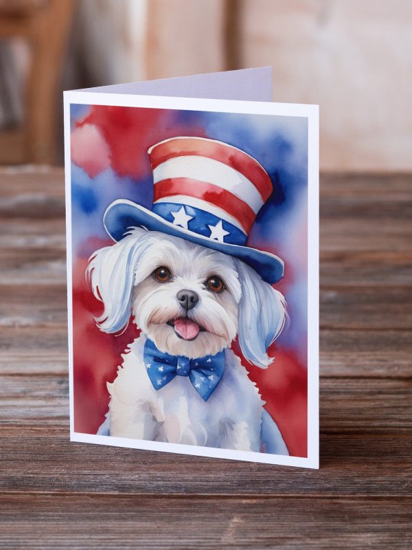 Maltese Patriotic American Greeting Cards Pack of 8 Hot on Sale - Image 2