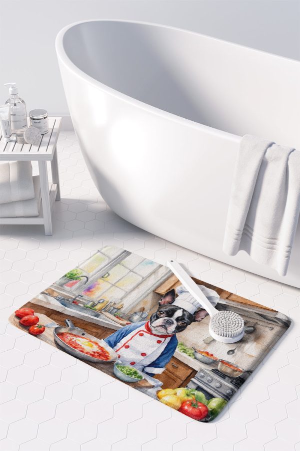 Boston Terrier The Chef Memory Foam Kitchen Mat For Sale - Image 3