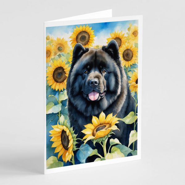 Chow Chow in Sunflowers Greeting Cards Pack of 8 Online
