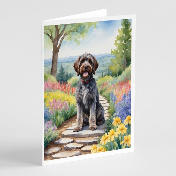 Wirehaired Pointing Griffon Spring Path Greeting Cards Pack of 8 Online now