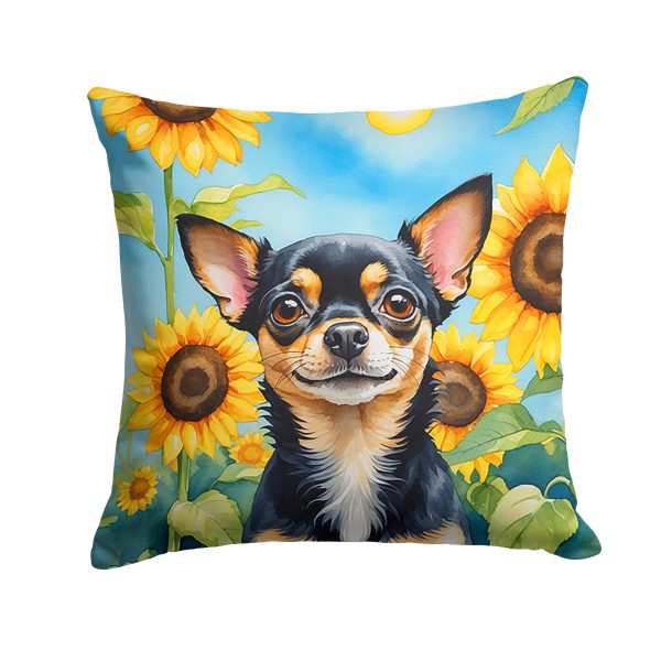 Chihuahua in Sunflowers Throw Pillow on Sale