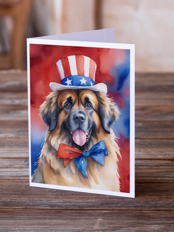 Leonberger Patriotic American Greeting Cards Pack of 8 Sale - Image 2
