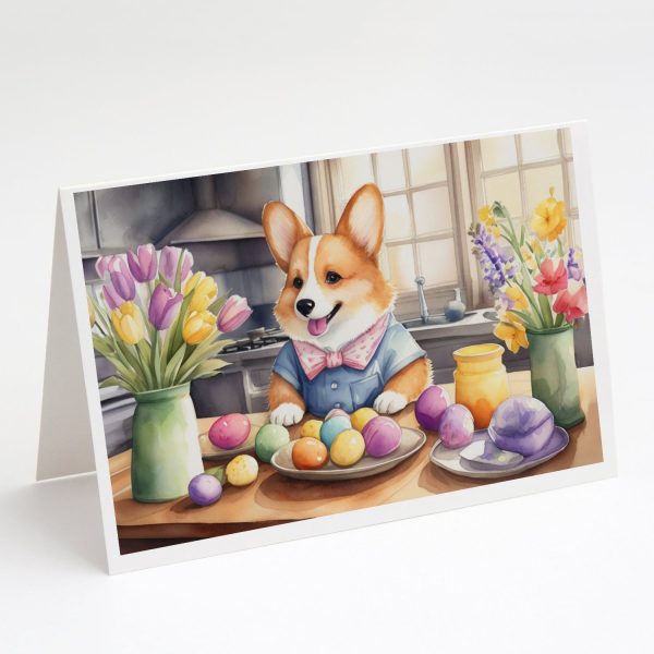 Decorating Easter Corgi Greeting Cards Pack of 8 Online