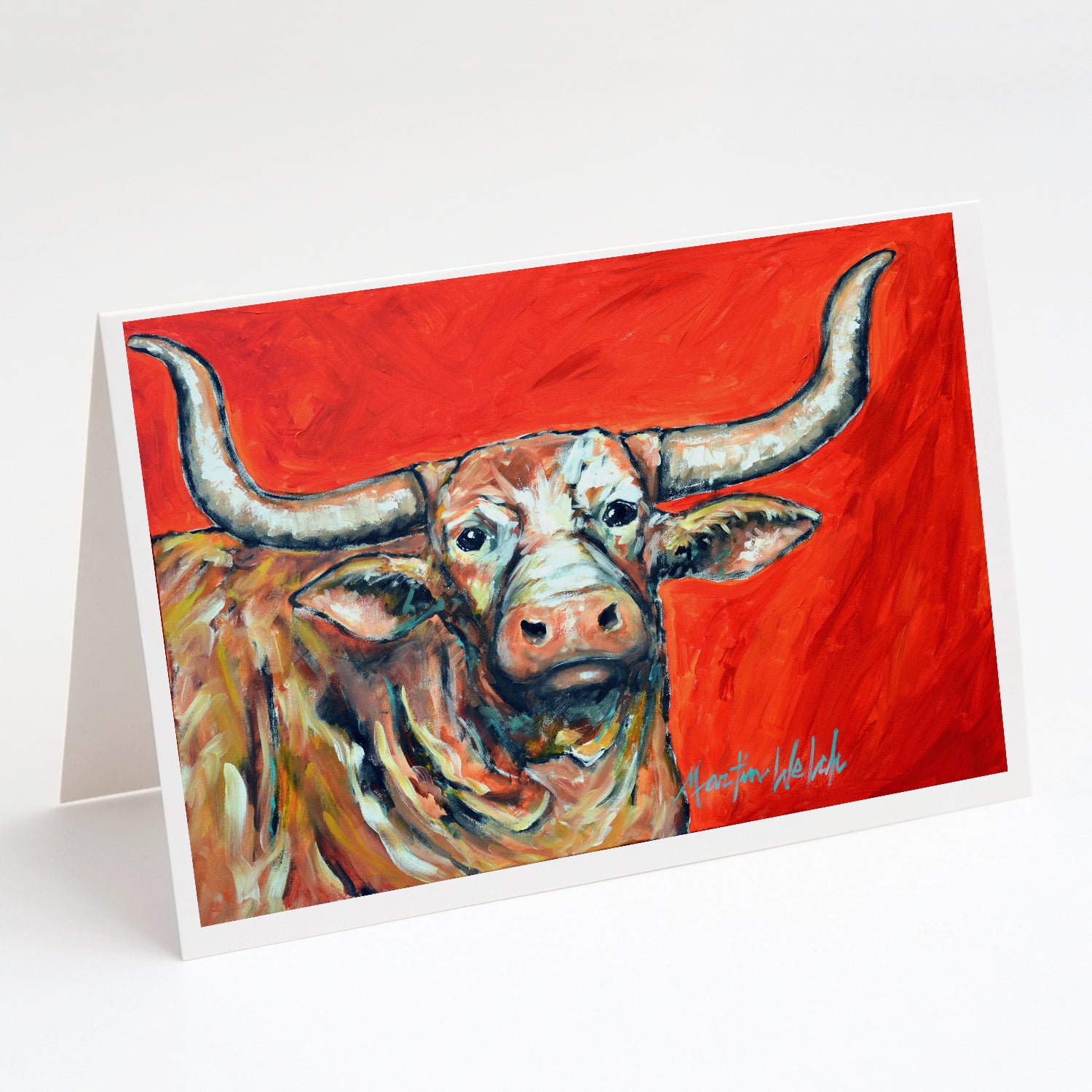 See Red Longhorn Cow Greeting Cards Pack of 8 For Discount