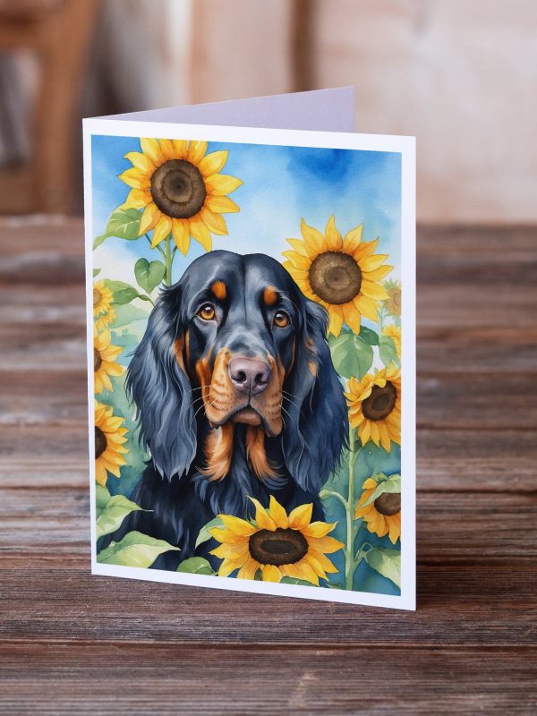 Gordon Setter in Sunflowers Greeting Cards Pack of 8 Hot on Sale - Image 2
