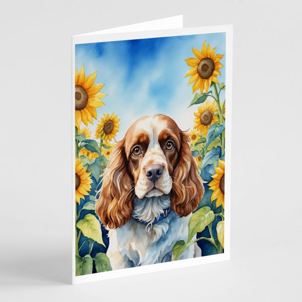 Cocker Spaniel in Sunflowers Greeting Cards Pack of 8 Online now