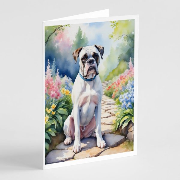 White Boxer Spring Path Greeting Cards Pack of 8 For Cheap