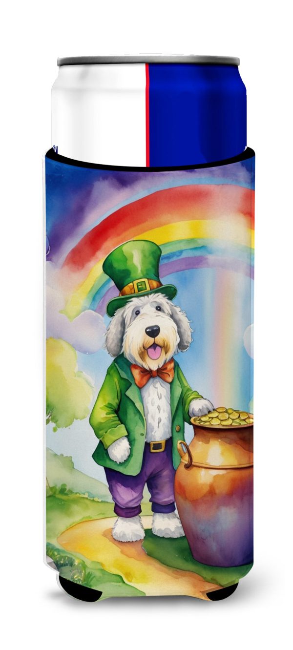 Old English Sheepdog St Patrick s Day Hugger for Ultra Slim Cans Supply